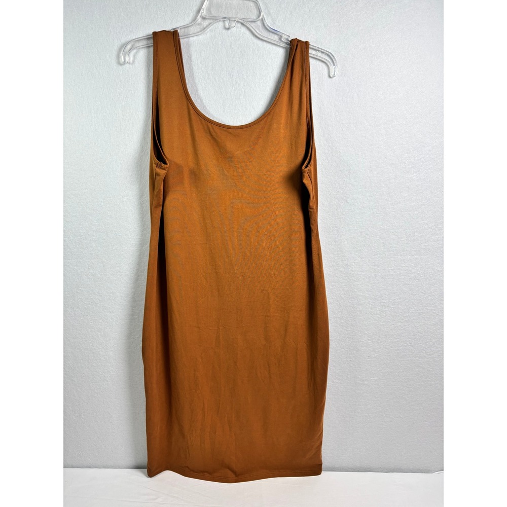 Absolutely! Womens 1X Rust Brown Sleeveless Scoop Neckβ Bodycon Mini Tank Dress